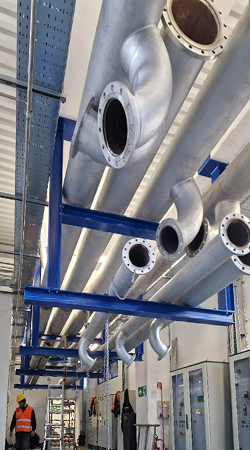 Sistema di piping industriale con linee di distribuzione in acciaio COIM 2005